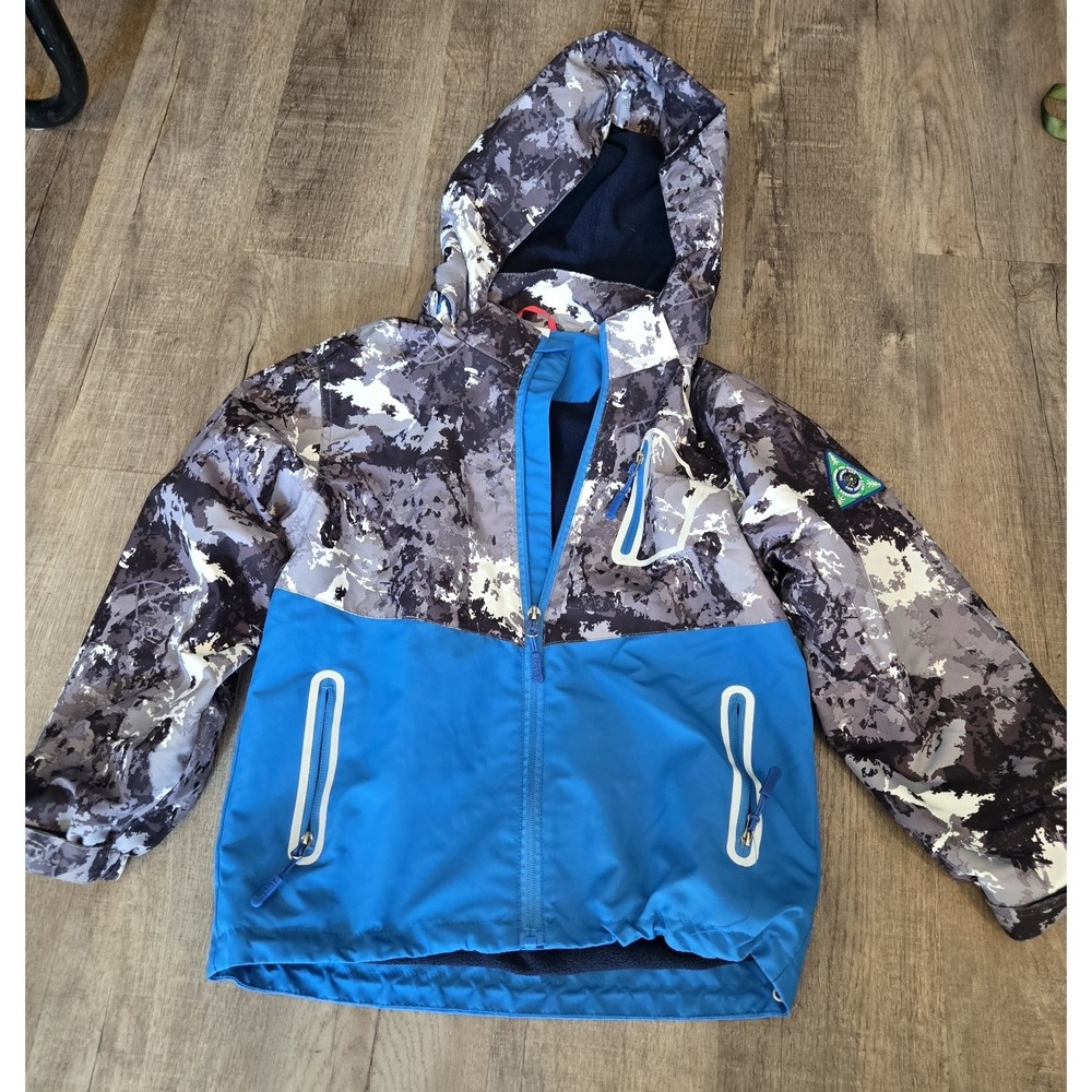 Top &‎ Sky Kids Coat Boys Size 130 Blue Hooded Long Sleeve Zip Pockets